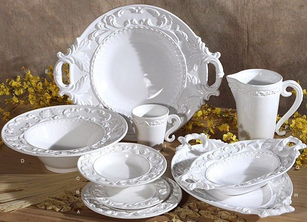 Baroque White Footed Bowl - RSVP Style Baroque White Footed Bowl - RSVP Style