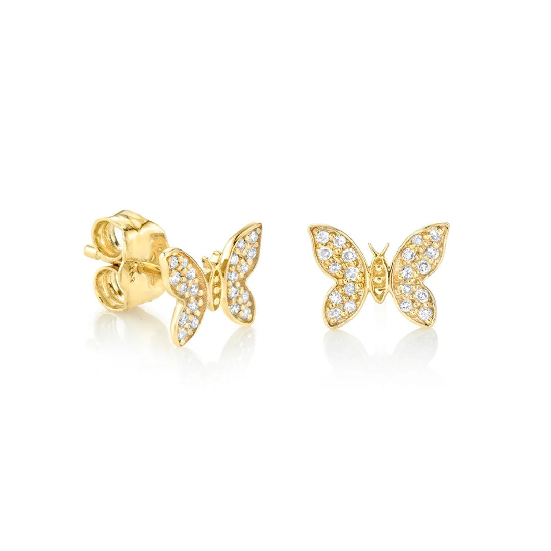 Butterfly Gold & Diamond Tiny Studs, Sydney Evan - RSVP Style
