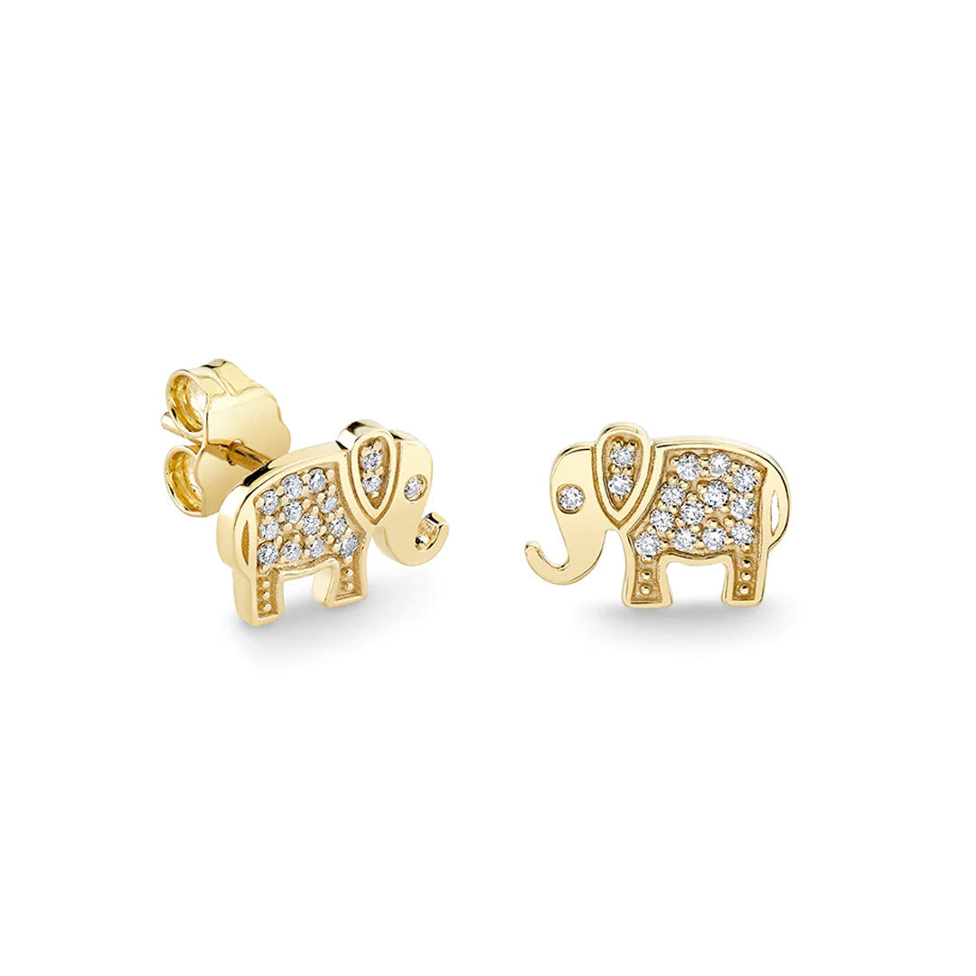 Elephant Gold & Diamond Studs, Sydney Evan - RSVP Style