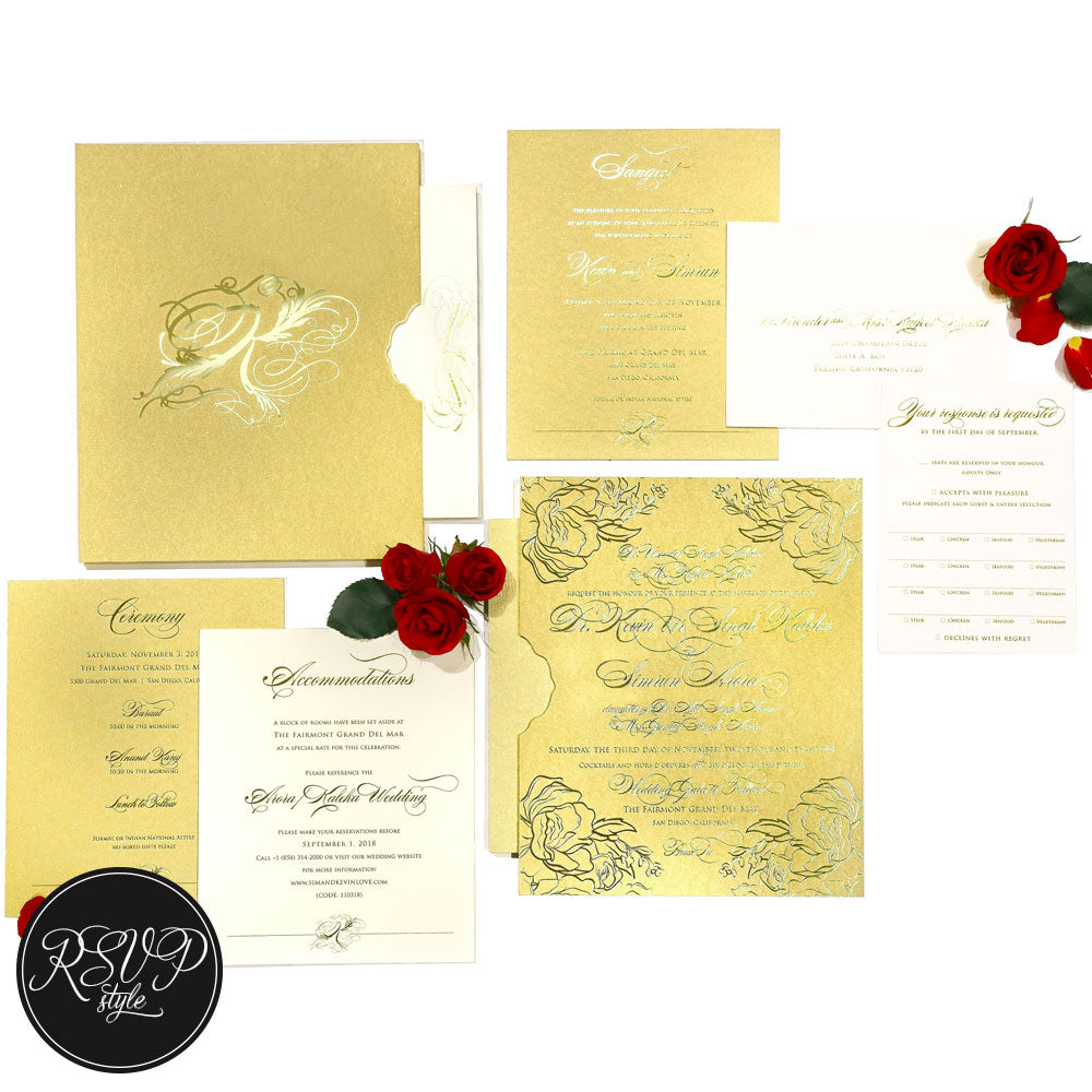 Ornate Rose Wedding Invitation Suite RSVP Style