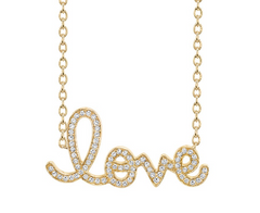 Extra Large Gold & Diamond Script Love Necklace - RSVP Style