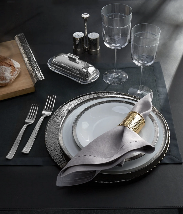 Silversmith & Hammertone 6-Piece Place Setting - RSVP Style Silversmith & Hammertone 6-Piece Place Setting - RSVP Style