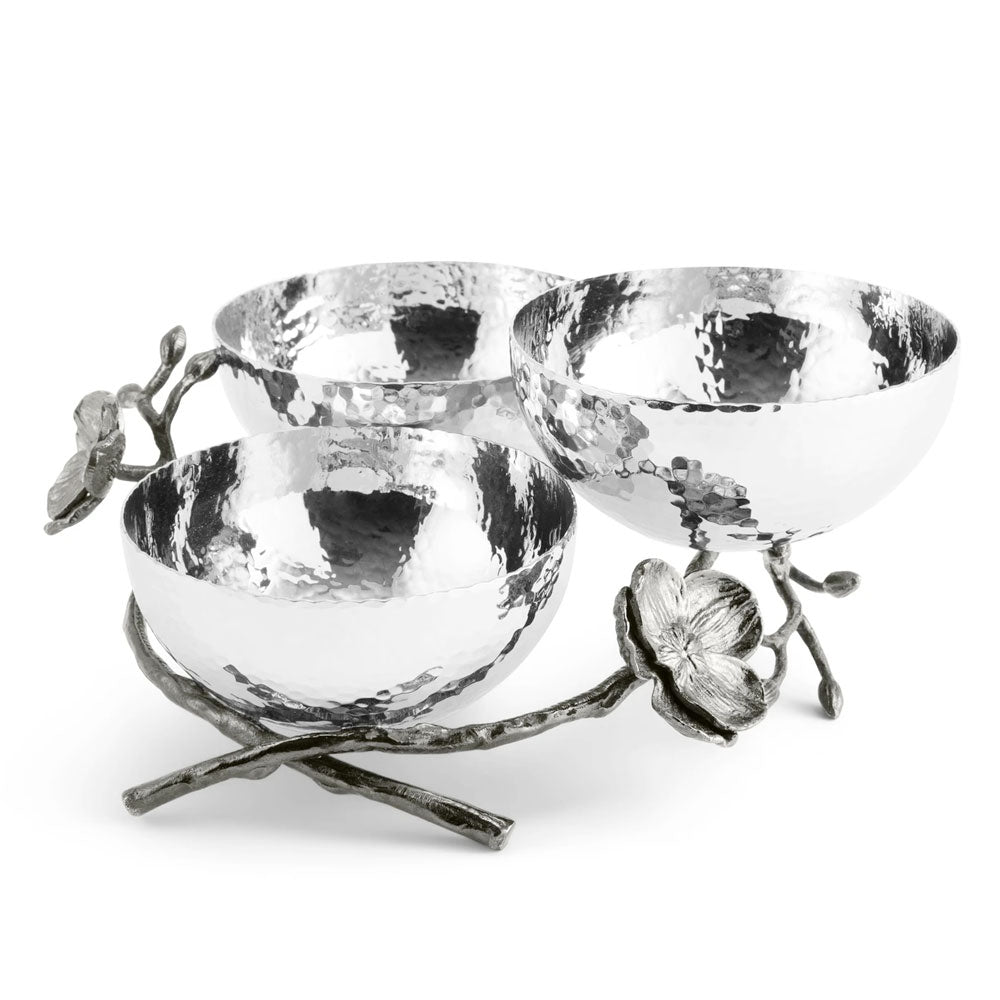 Black Orchid Triple Nut Dish - RSVP Style Black Orchid Triple Nut Dish - RSVP Style