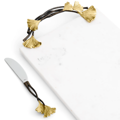 Golden Ginkgo Cheese Board with Knife, Michael Aram - RSVP Style Golden Ginkgo Cheese Board with Knife, Michael Aram - RSVP Style