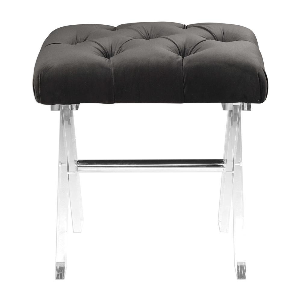 Fermin Black Velvet Acrylic Bench - RSVP Style Fermin Black Velvet Acrylic Bench - RSVP Style