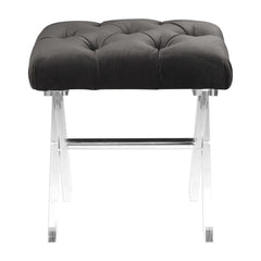 Fermin Black Velvet Acrylic Bench - RSVP Style Fermin Black Velvet Acrylic Bench - RSVP Style