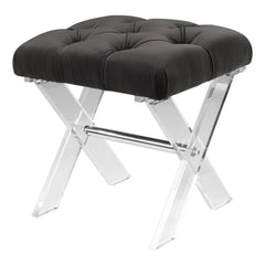 Fermin Black Velvet Acrylic Bench - RSVP Style Fermin Black Velvet Acrylic Bench - RSVP Style