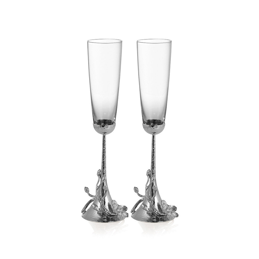 White Orchid Toasting Flute | Set of 2 - RSVP Style White Orchid Toasting Flute | Set of 2 - RSVP Style