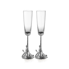 White Orchid Toasting Flute | Set of 2 - RSVP Style White Orchid Toasting Flute | Set of 2 - RSVP Style