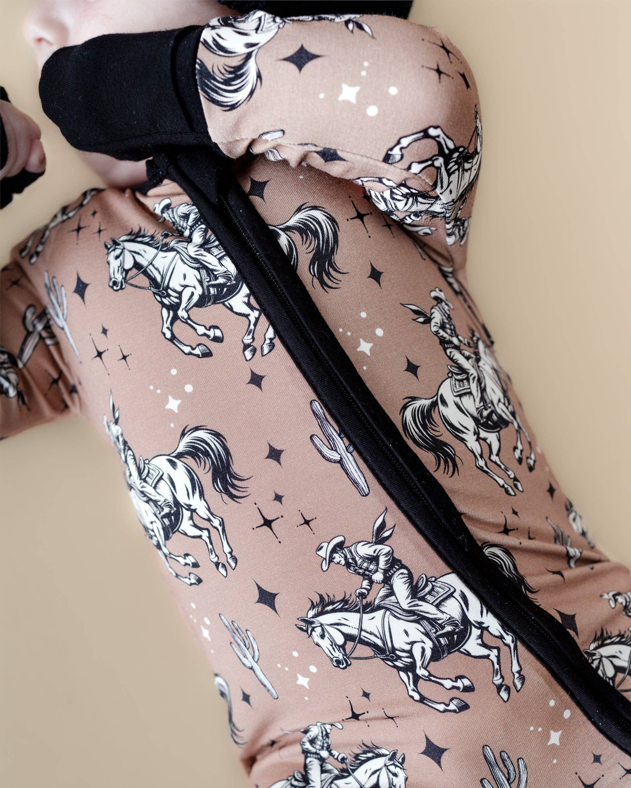 Bamboo Western Baby Zip Romper | Desert Cowboy, Lucky Panda Kids - RSVP Style