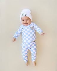 Checkered Smiley Lounge Set—Blue, Lucky Panda Kids - RSVP Style