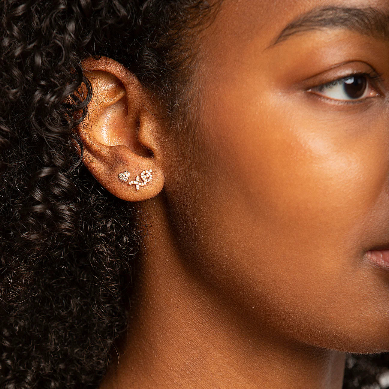 Heart Gold & Diamond Pave Studs, Sydney Evan - RSVP Style