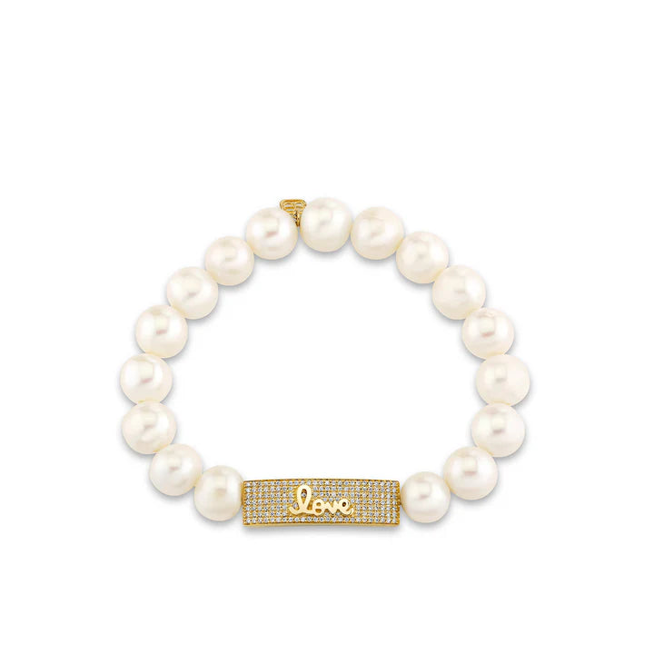 Love Script Tableau Gold, Diamond & Pearl Bracelet, Sydney Evan - RSVP Style