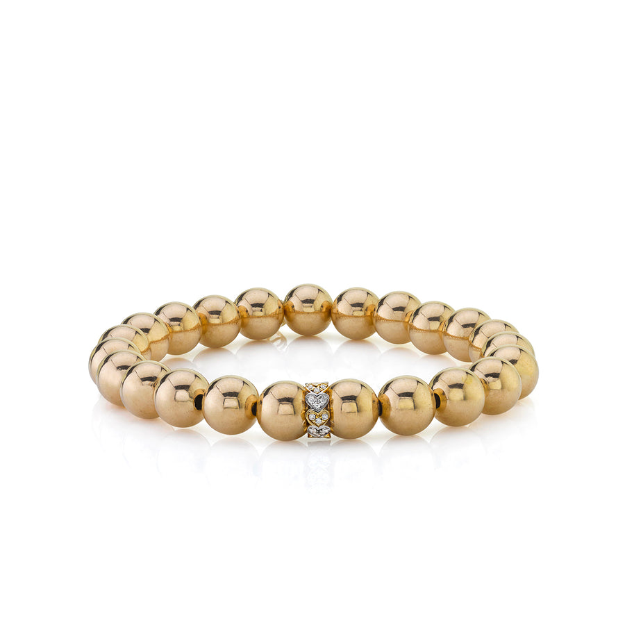 Two-Tone Gold & Diamond Heart Eternity Rondelle on Gold Beads, Sydney Evan - RSVP Style