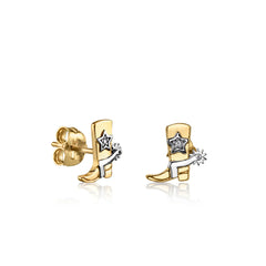 Cowboy Boot Gold & Diamond Studs, Sydney Evan - RSVP Style