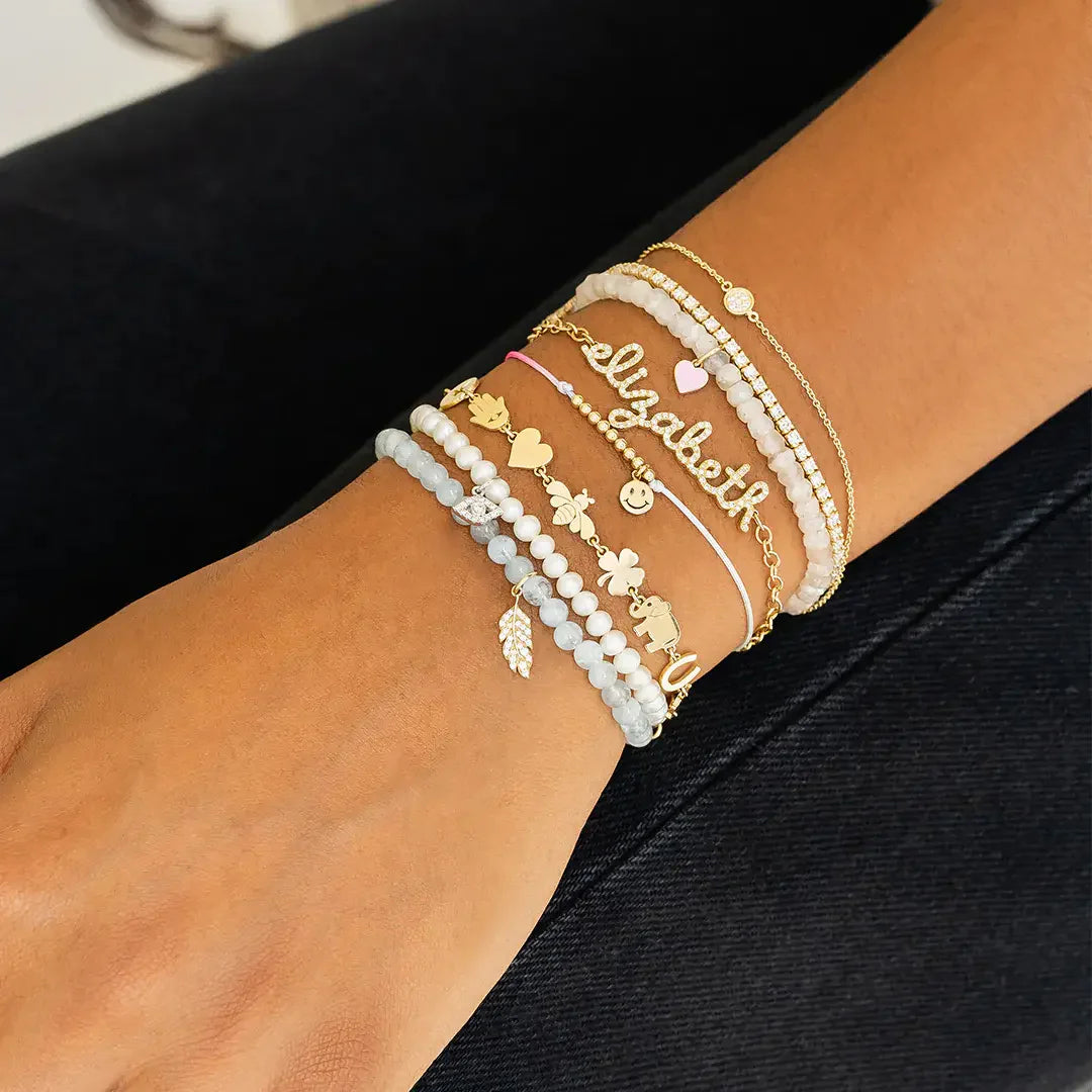 Tiny Disc Gold & Diamond Chain Bracelet, Sydney Evan - RSVP Style