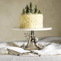 White Orchid Marble Cake Stand