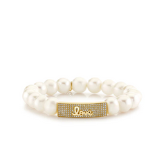 Love Script Tableau Gold, Diamond & Pearl Bracelet, Sydney Evan - RSVP Style