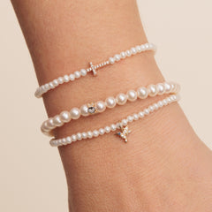 Rose-Gold & Diamond Cross on Pearl Bracelet, Sydney Evan - RSVP Style