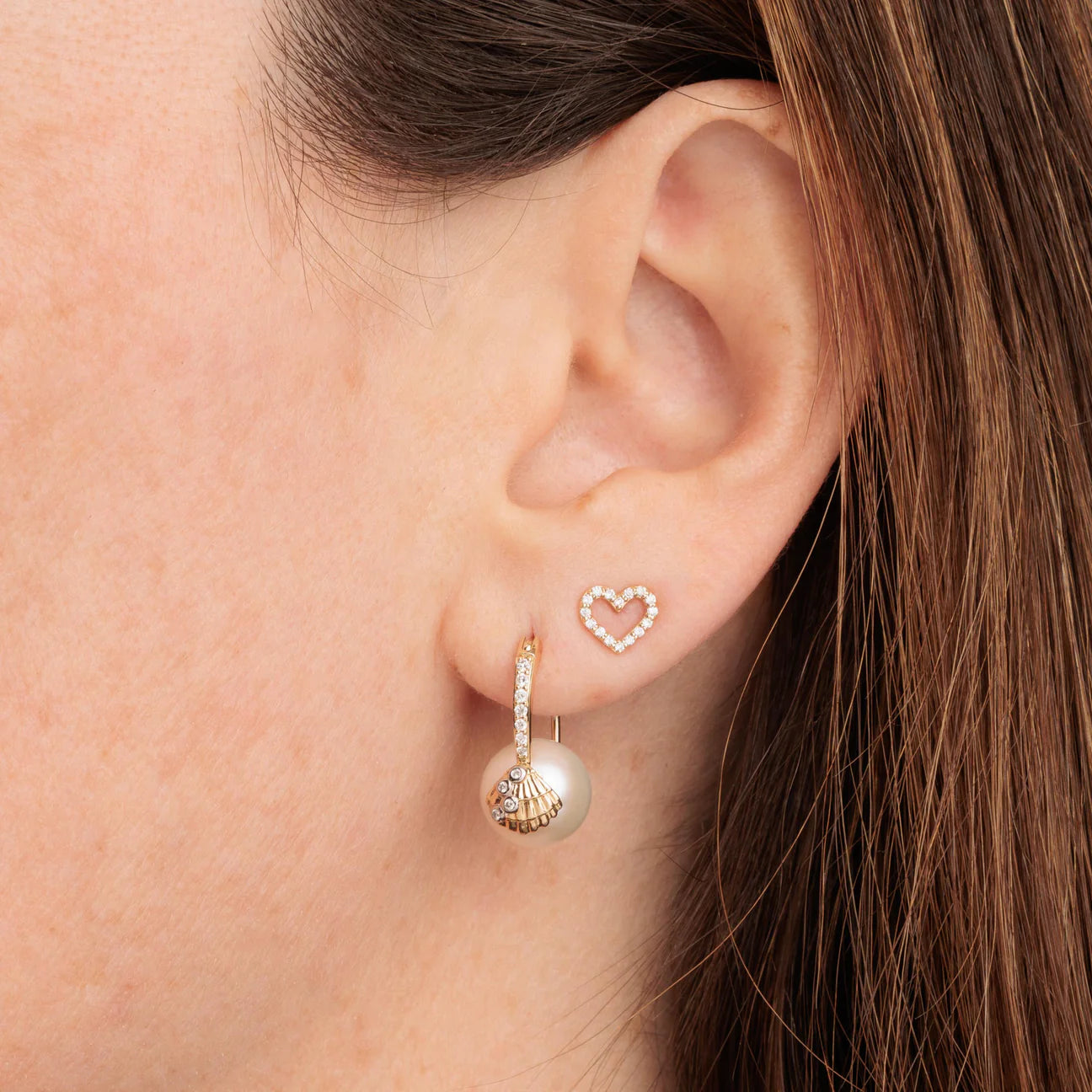 Heart Gold & Diamond Studs, Sydney Evan - RSVP Style