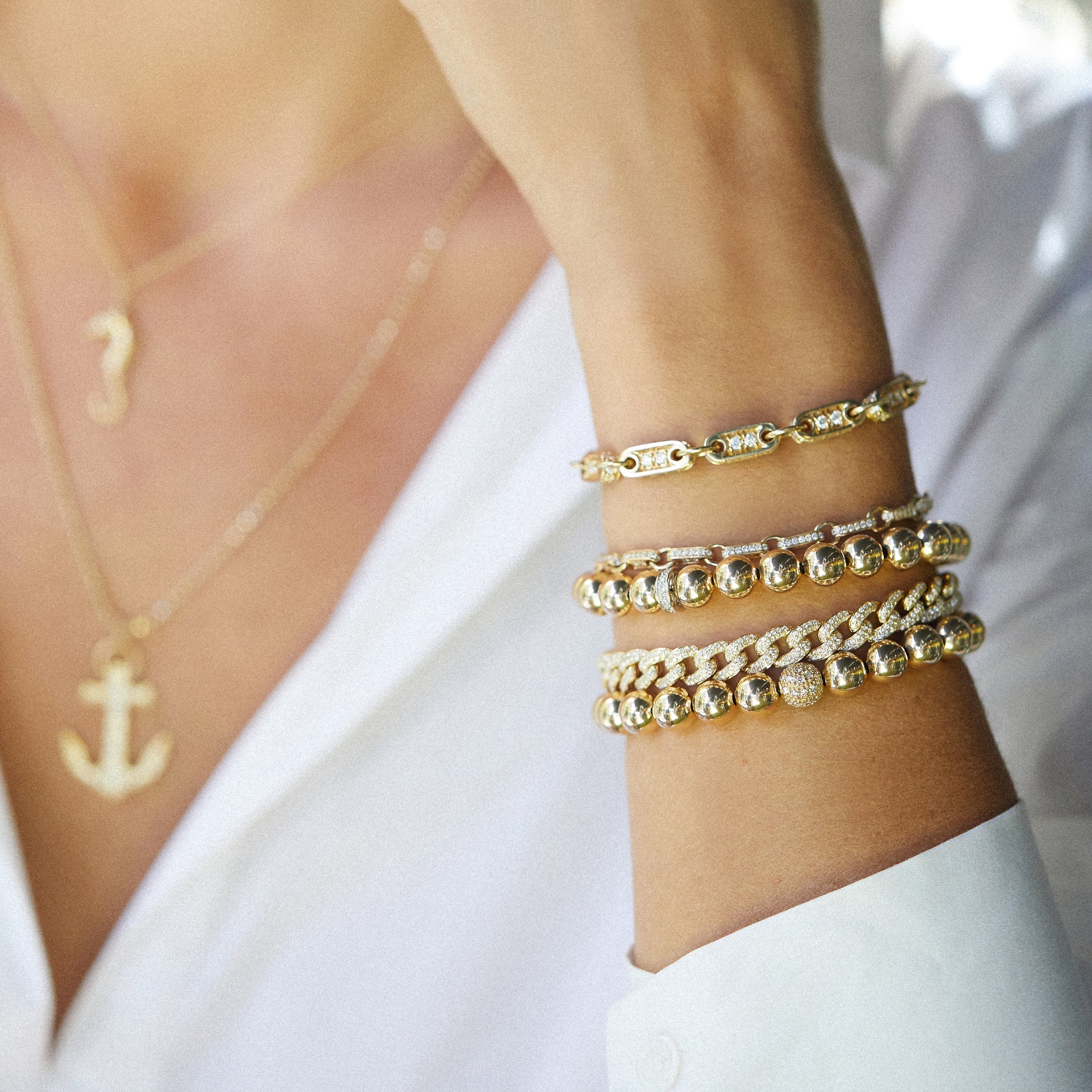 Gold & Diamond Diamond Link Bracelet, Sydney Evan - RSVP Style
