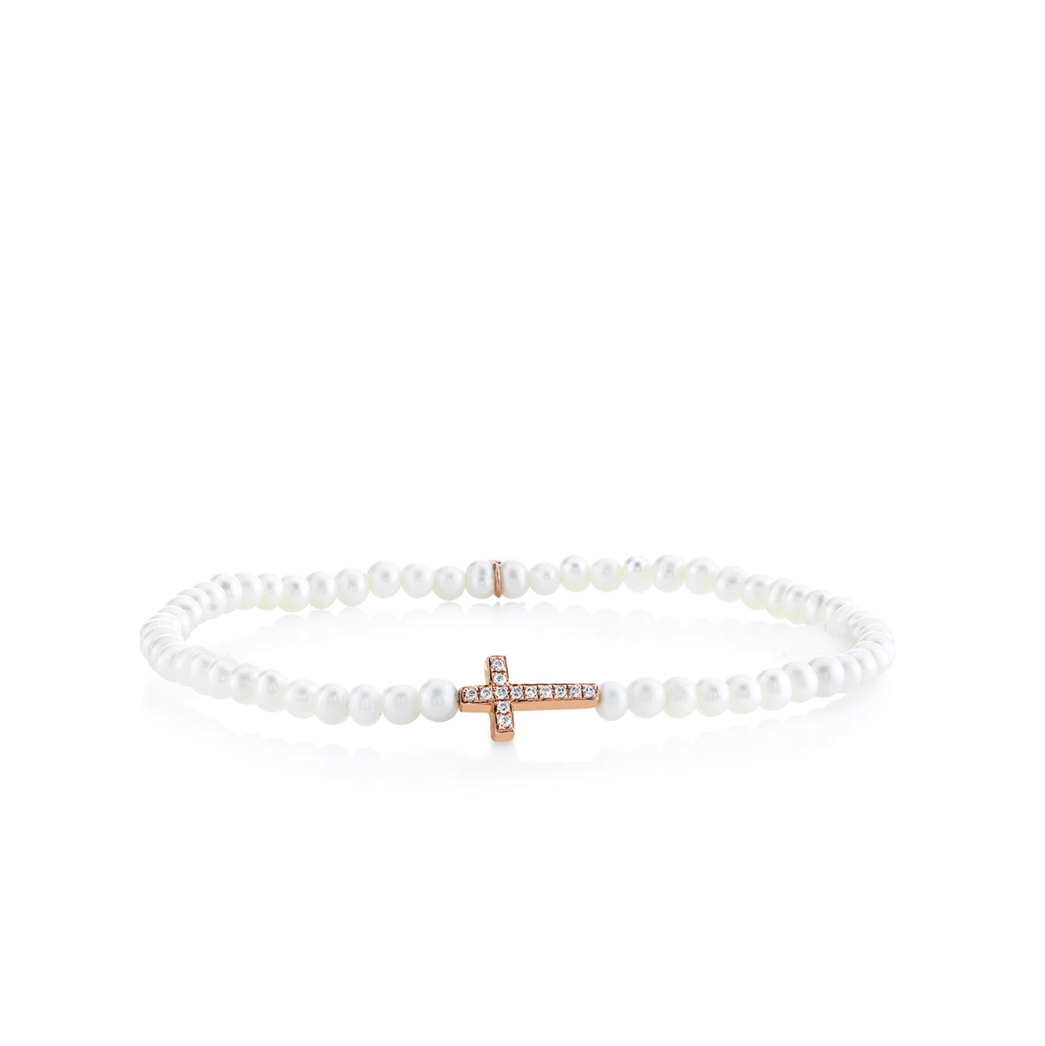 Rose-Gold & Diamond Cross on Pearl Bracelet, Sydney Evan - RSVP Style