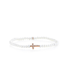 Rose-Gold & Diamond Cross on Pearl Bracelet, Sydney Evan - RSVP Style