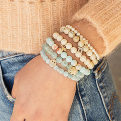 Tiny Daisy Gold & Diamond Rondelle Aquamarine Bracelet, Sydney Evan - RSVP Style