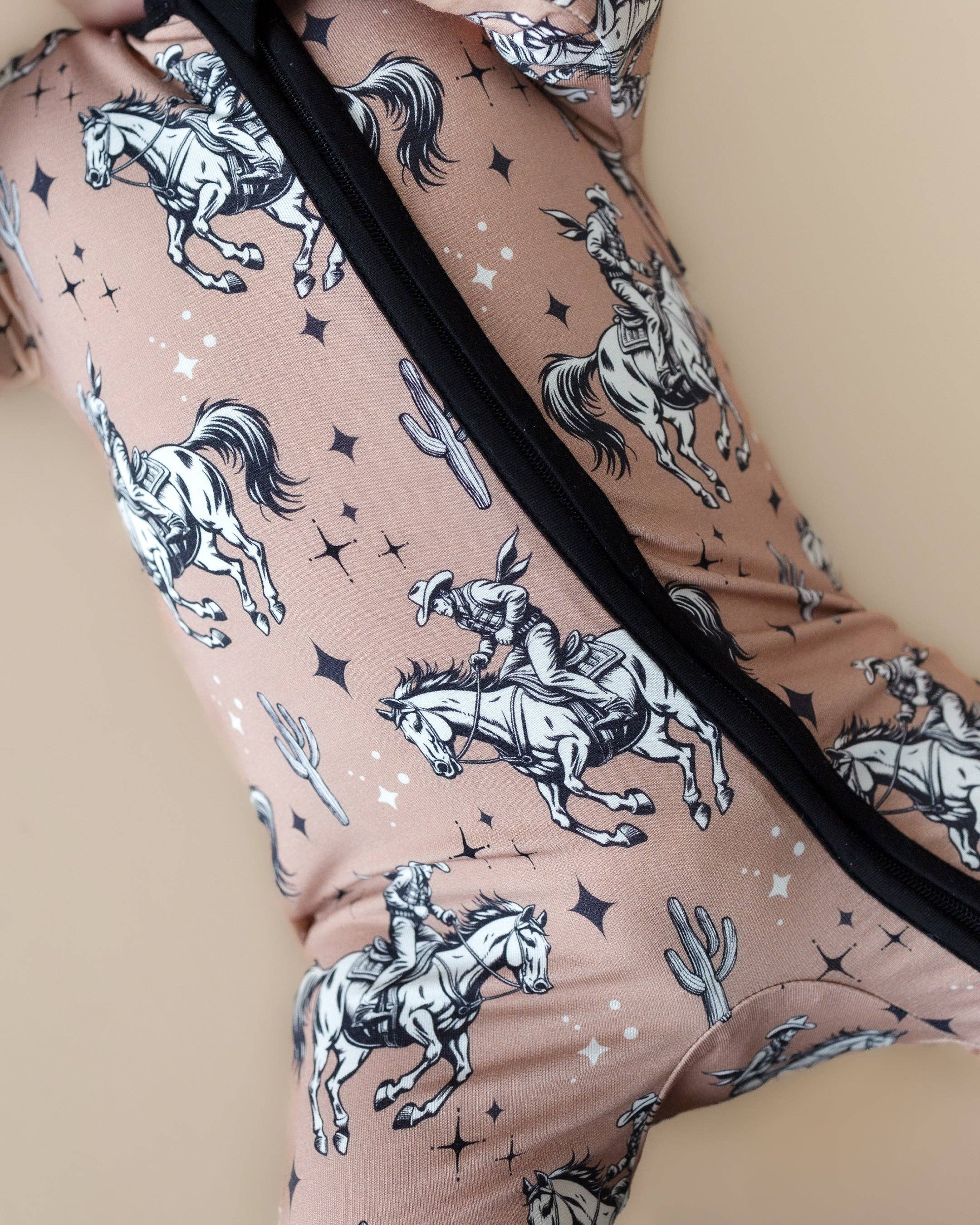 Bamboo Western Baby Zip Romper | Desert Cowboy, Lucky Panda Kids - RSVP Style