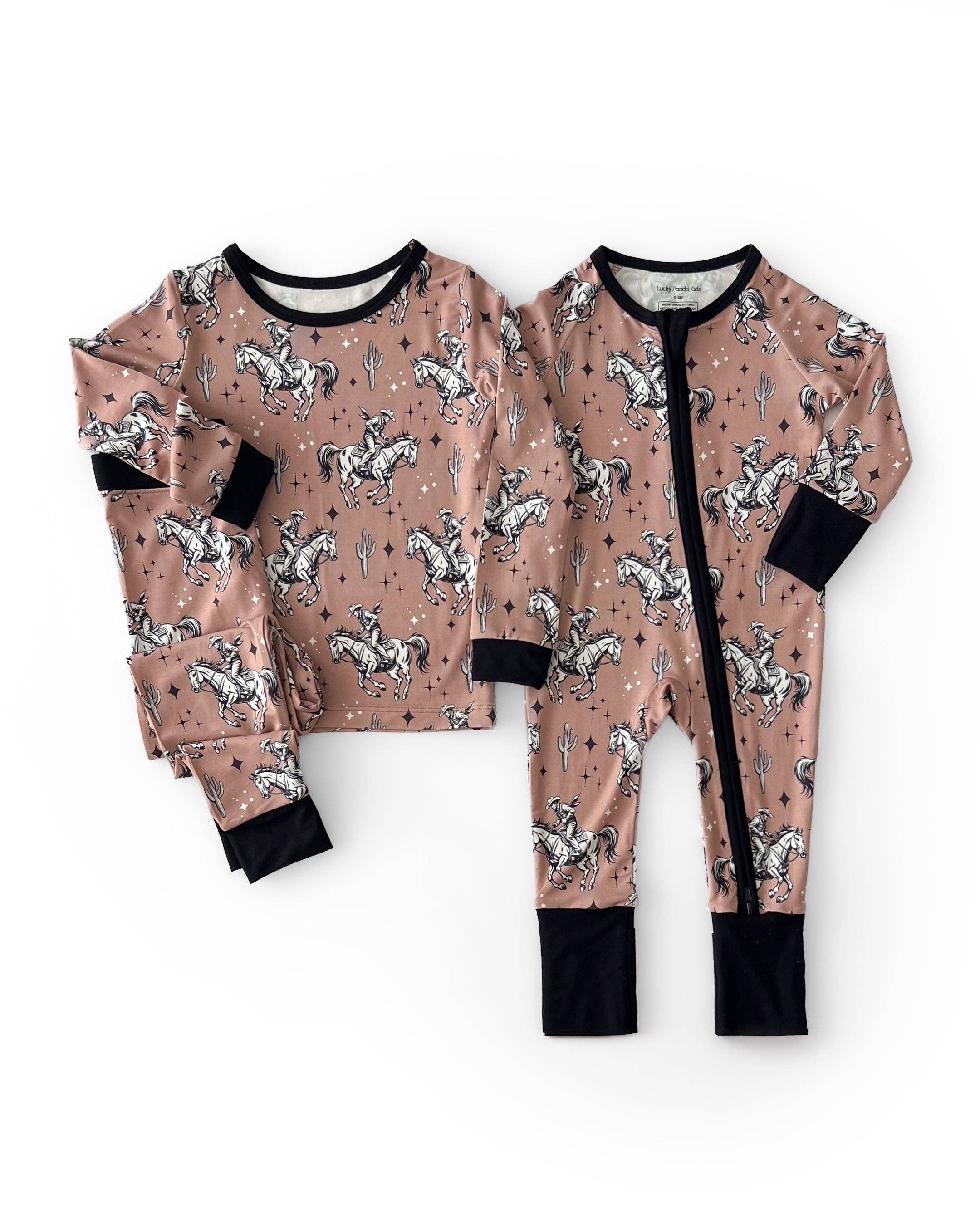 Bamboo Western Baby Zip Romper | Desert Cowboy, Lucky Panda Kids - RSVP Style