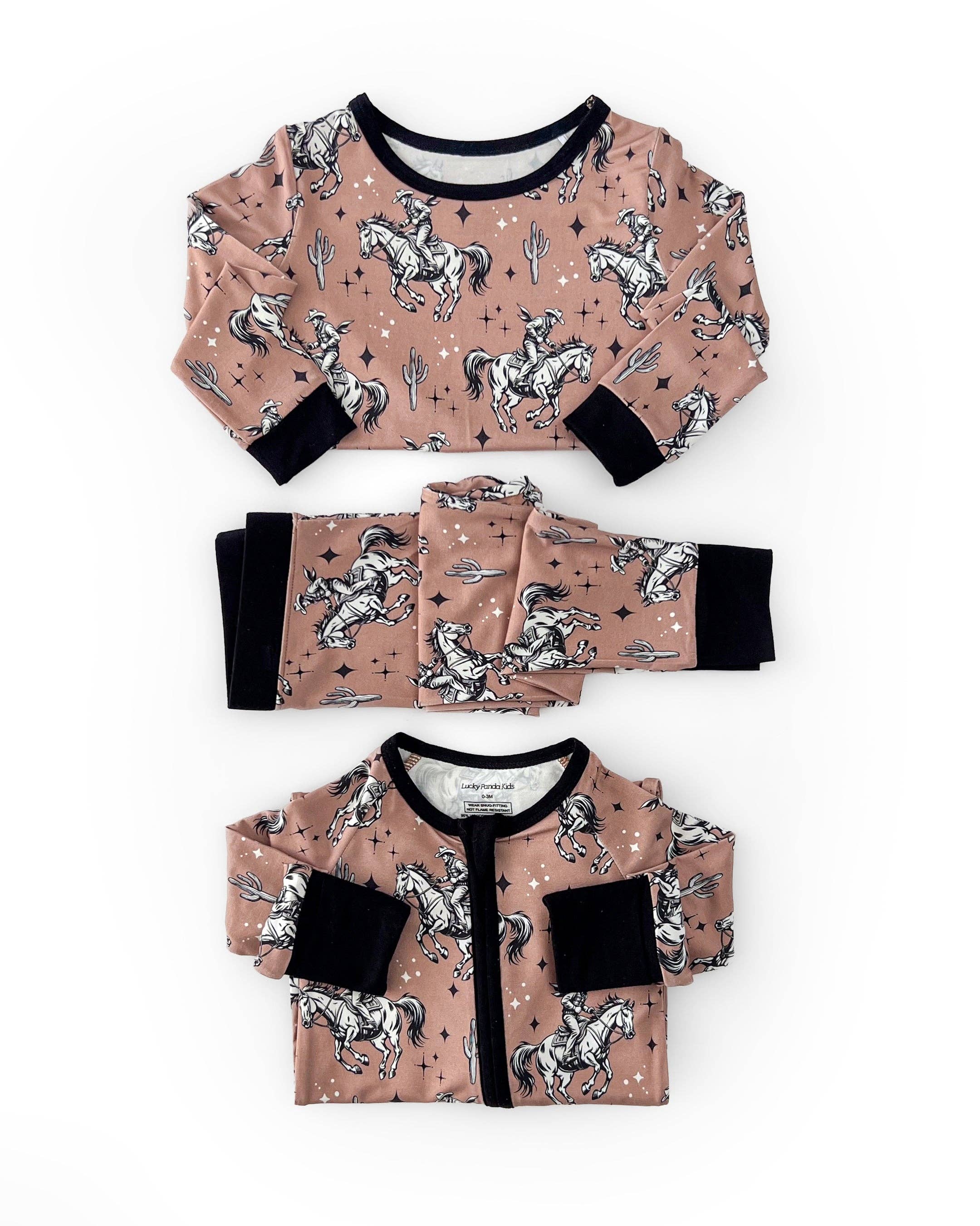 Bamboo Western Baby Zip Romper | Desert Cowboy, Lucky Panda Kids - RSVP Style