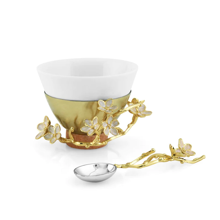 Cherry Blossom Porcelain Small Bowl & Spoon, MICHAEL ARAM - RSVP Style