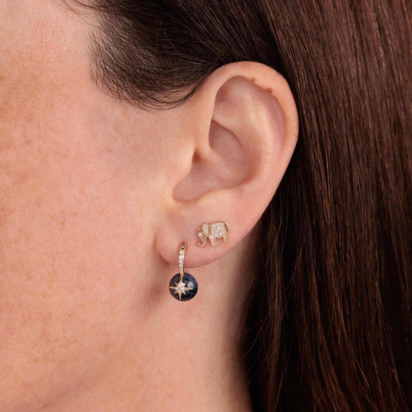 Elephant Gold & Diamond Studs, Sydney Evan - RSVP Style