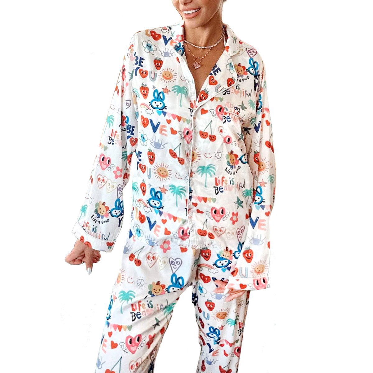 Good Vibes Silky Pajama Set