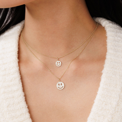 Happy Face Gold & Diamond Pavé Necklace—Mini, Sydney Evan - RSVP Style