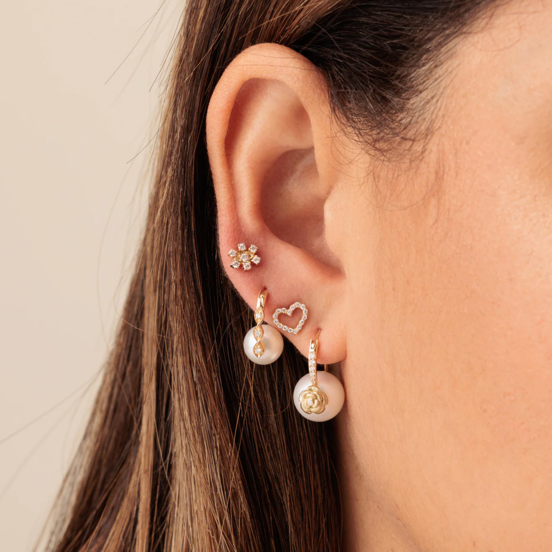 Heart Gold & Diamond Studs, Sydney Evan - RSVP Style