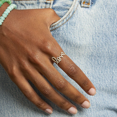 Love Script Gold & Diamond Ring - Large, Sydney Evan - RSVP Style