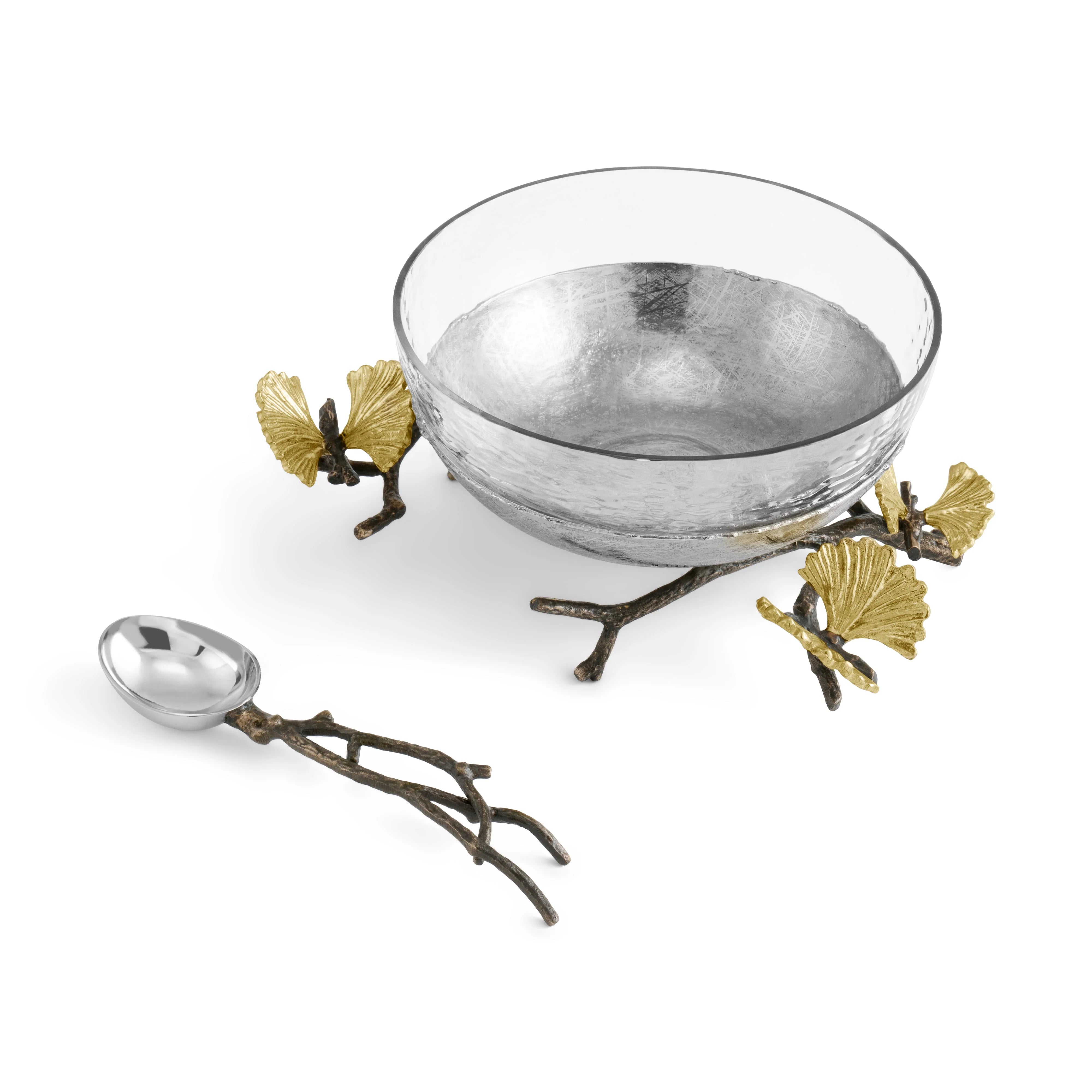 Butterfly Ginkgo Glass Nut Dish with Spoon, MICHAEL ARAM - RSVP Style