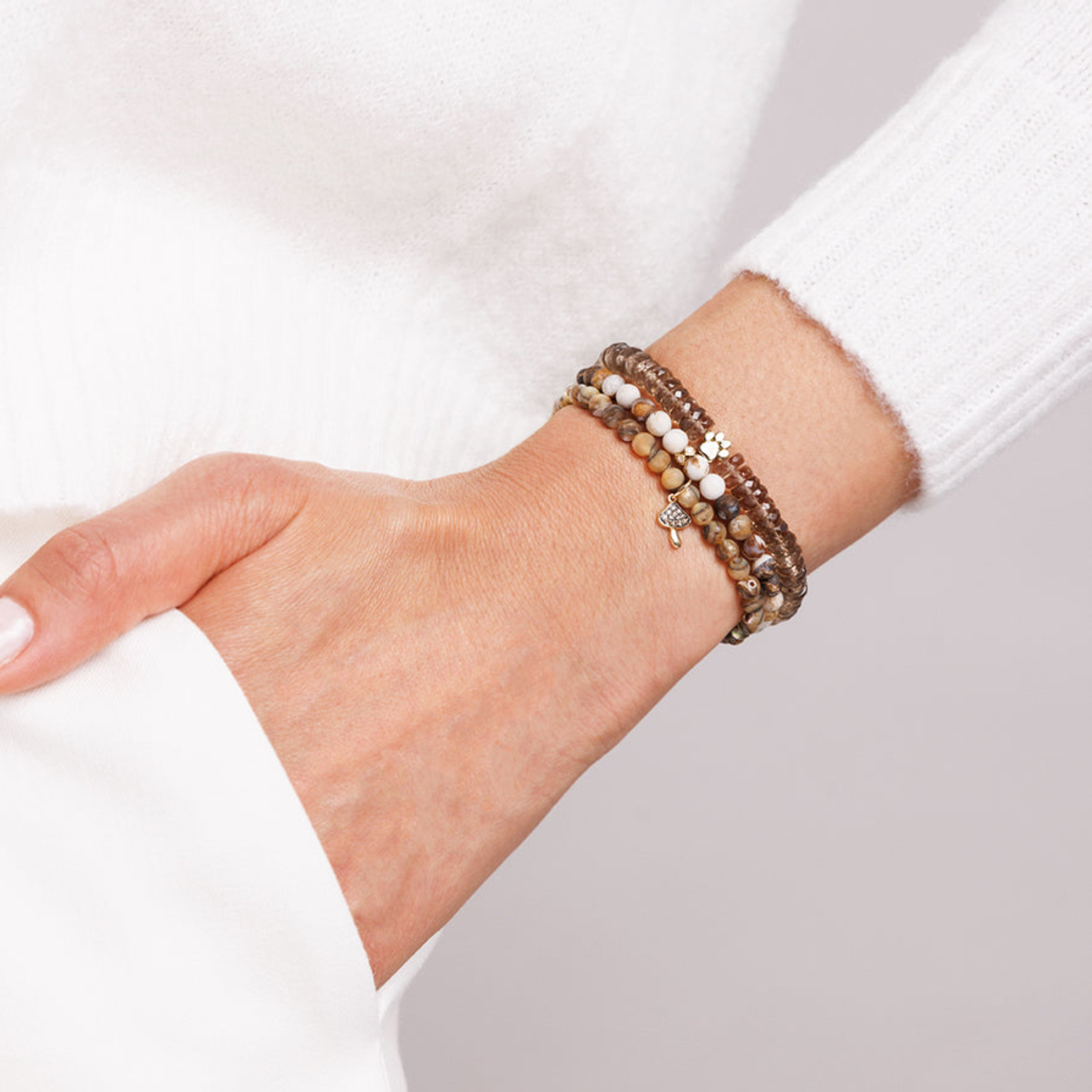 Paw Charm Smokey Quartz Bracelet, Sydney Evan - RSVP Style