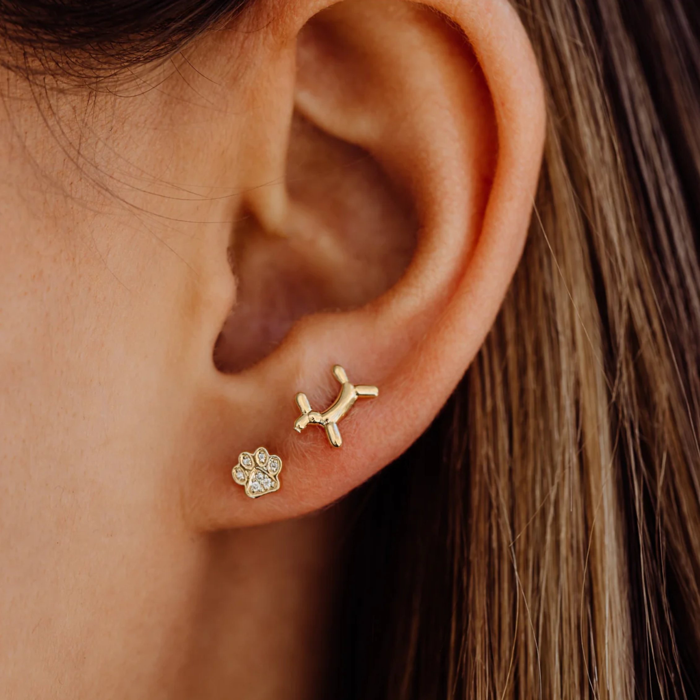 Pawprint Gold & Diamond Small Studs, Sydney Evan - RSVP Style