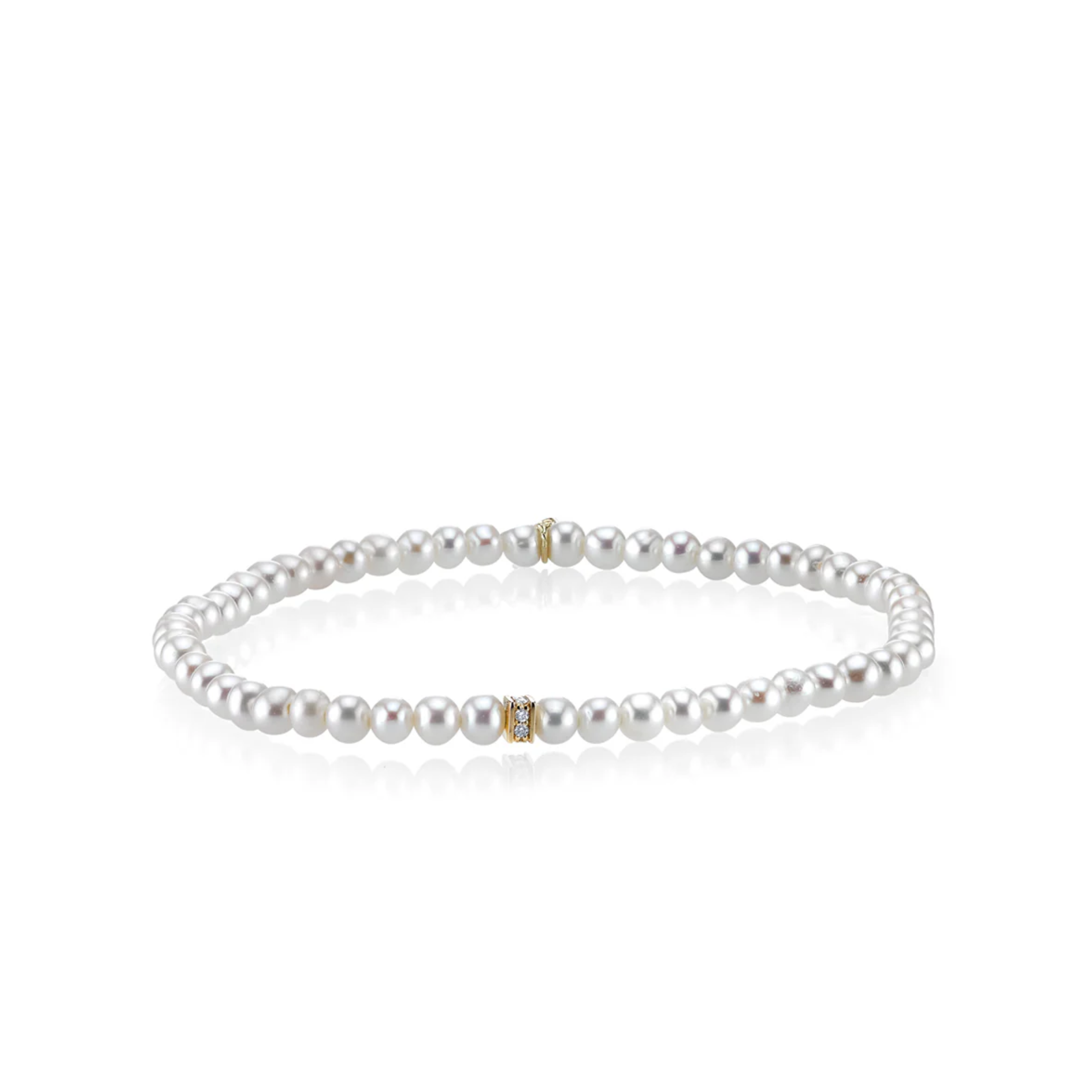 Gold & Diamond Rondelle Pearl Bracelet, Sydney Evan - RSVP Style