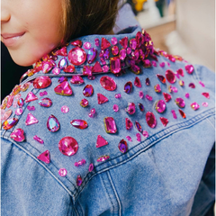 Pink Ombre Jewel Denim Jacket