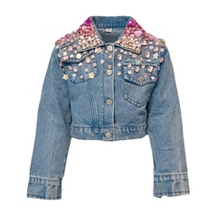 Pink Ombre Jewel Denim Jacket