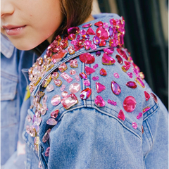 Pink Ombre Jewel Denim Jacket