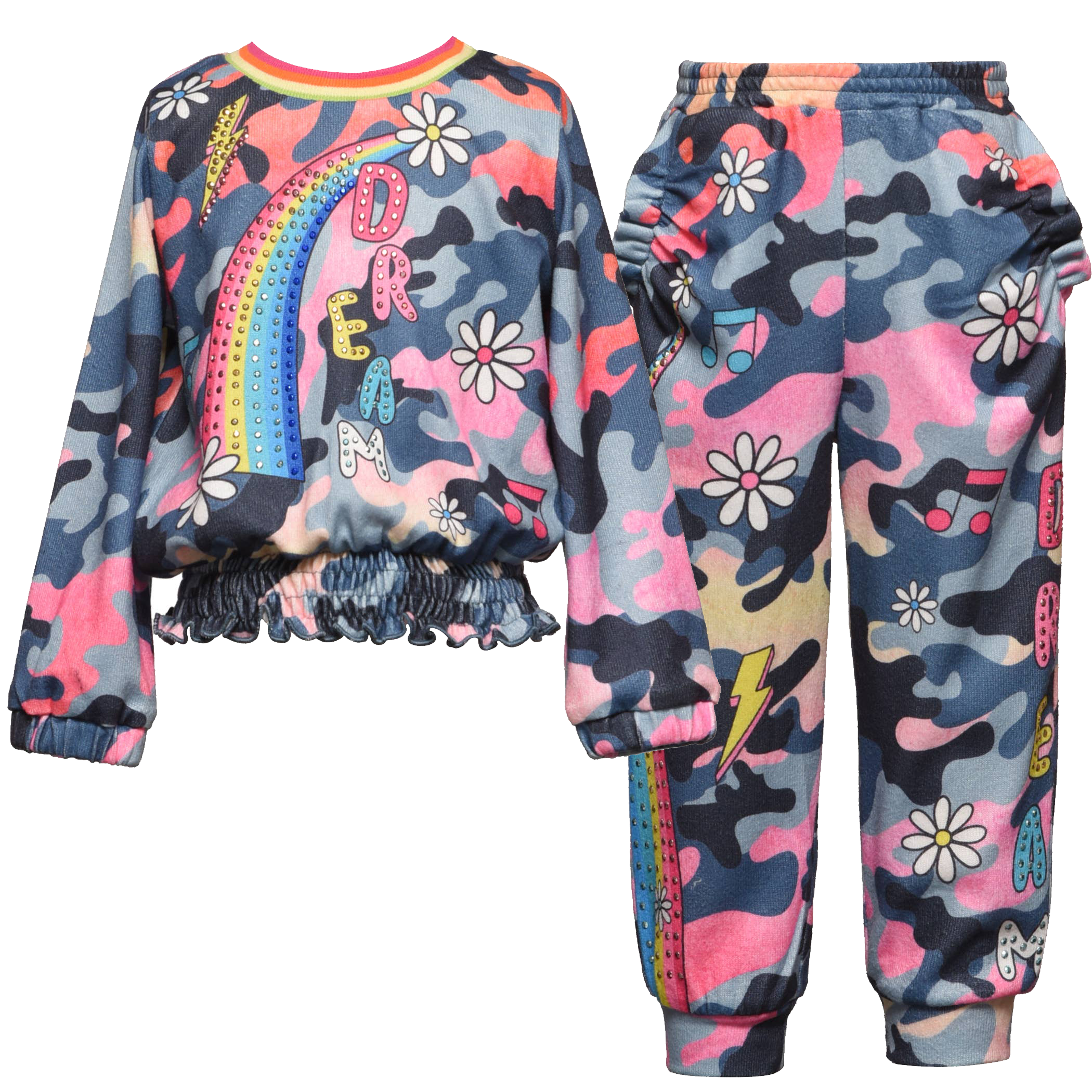 Rainbow Camo Dream Print Lounge Set, Hannah Banana - RSVP Style