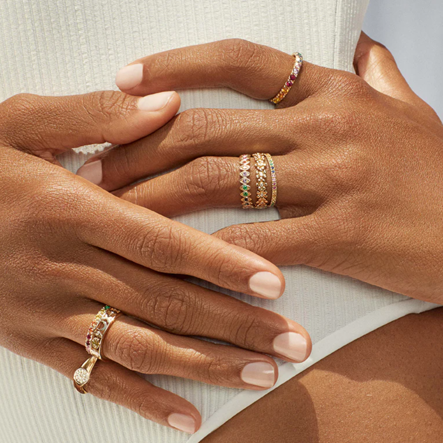 Gold Rainbow Pave Eternity Ring, Sydney Evan - RSVP Style