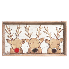 Reindeer Friends Embossed Metal Wall Art