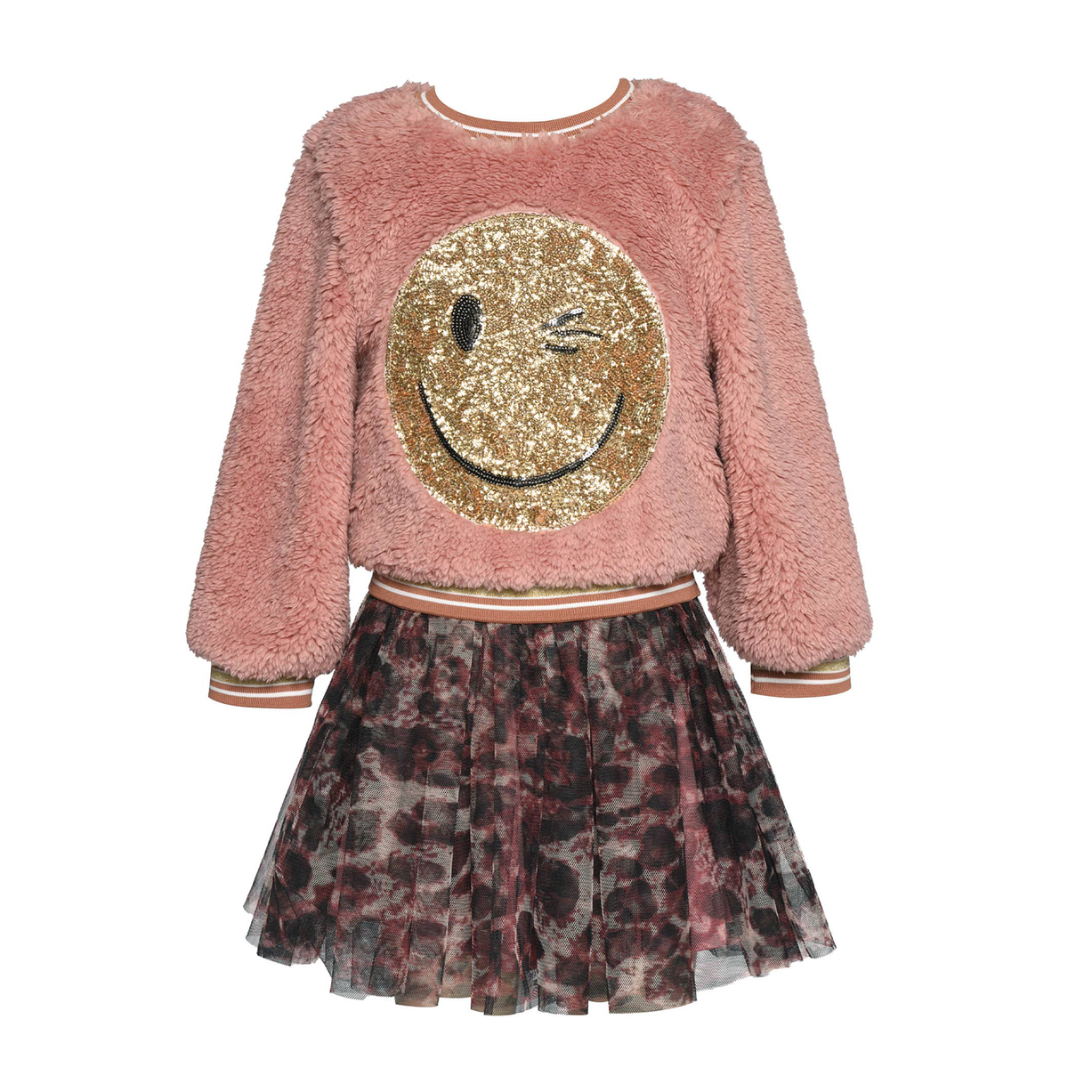 Sherpa Sequin Happy Face Dress, Hannah Banana - RSVP Style