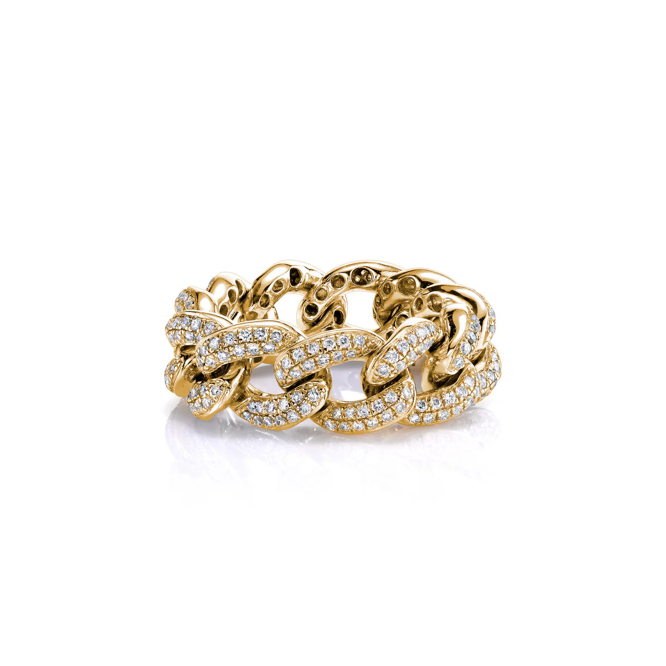 Yellow-Gold & Diamond Pave Chain Link Ring, Sydney Evan - RSVP Style