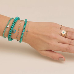 Gold & Diamond Rondelle Turquoise Bracelet, Sydney Evan - RSVP Style